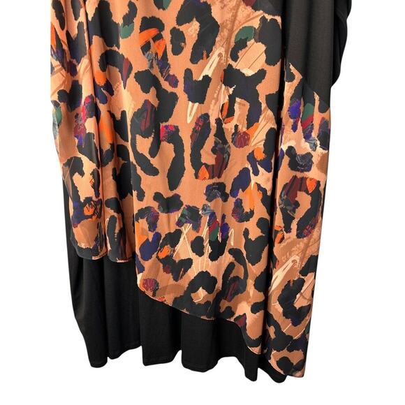 Ulla Popken Women 32/34 Animal Scribble Chiffon Layered Stretch Knit Tunic Dress - Picture 3 of 11